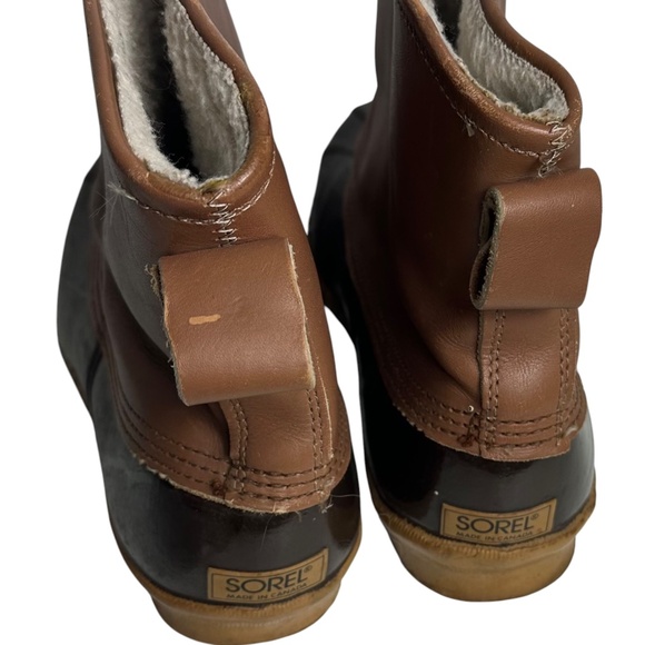 Sorel Fishawk Duck Boots Mens Sz 12 Winter Snow Leather Rubber Brown Slip On main image 6